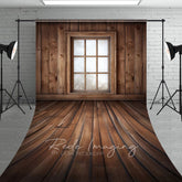 Aperturee - Aperturee Bright Retro Wooden Cabin Window Photo Sweep Backdrop
